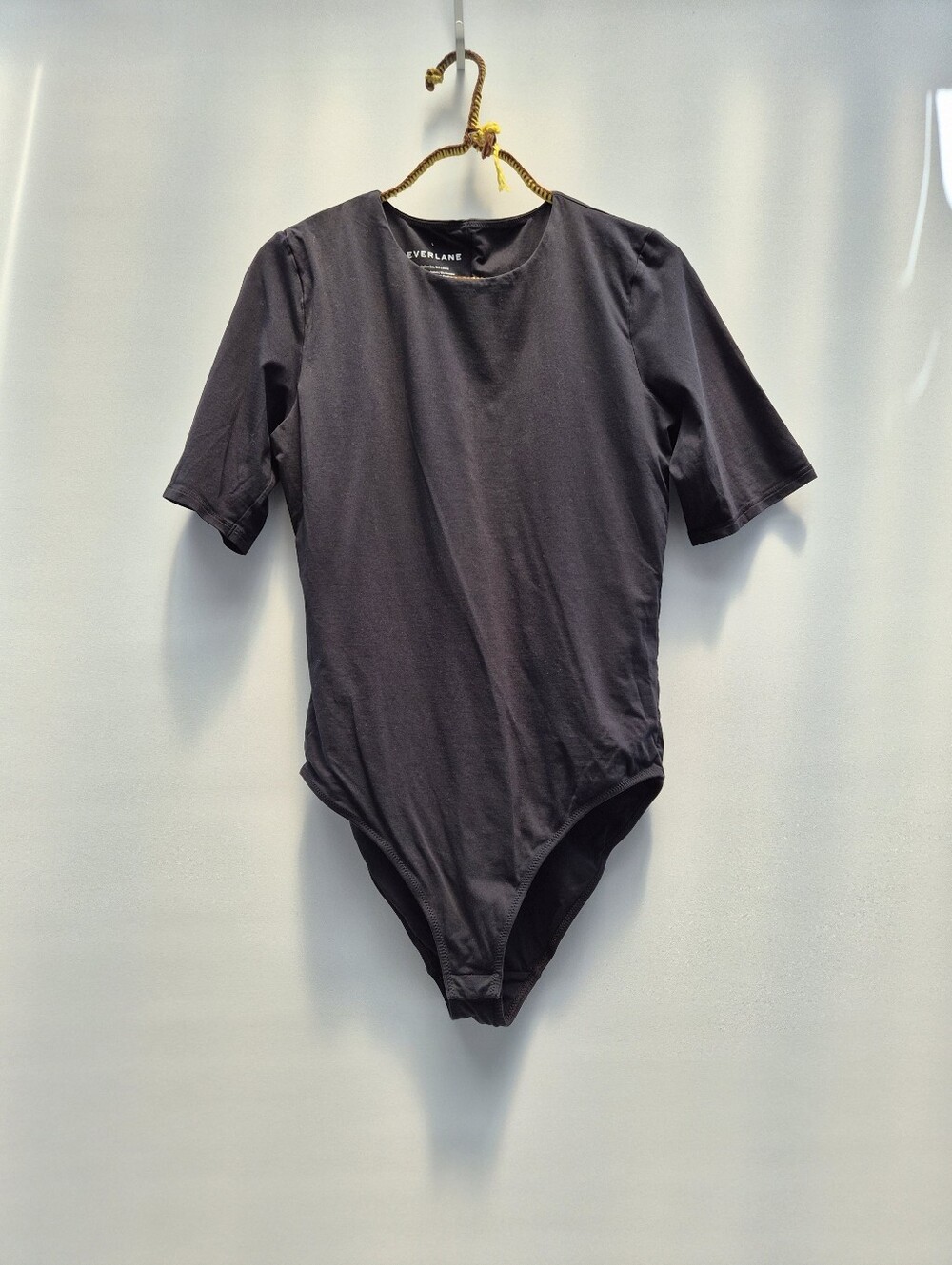 Everlane Supima Cotton Short Sleeve Bodysuit Black Large Clean Girl Minimalist - Picture 16 of 16